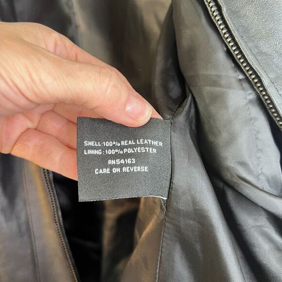 Nine West 100% Black Leather Jacket Full Zip Classic Leather Core Biker Sz Small - Picture 9 of 10